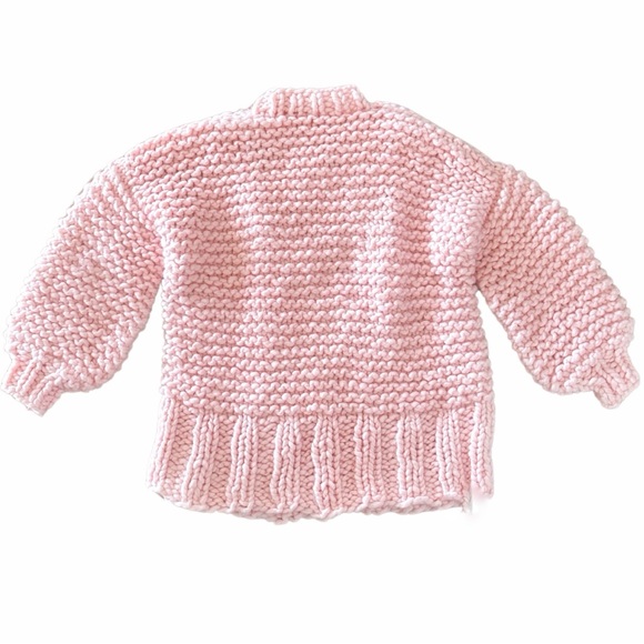 Free People x Loopy Mango Cabin Fever Pink Cable Sweater Tunic OS Merino Wool - Picture 3 of 8